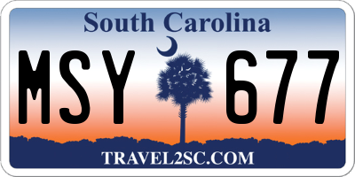 SC license plate MSY677
