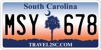 SC license plate MSY678