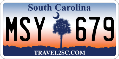 SC license plate MSY679