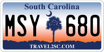 SC license plate MSY680