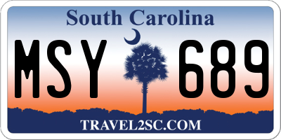 SC license plate MSY689