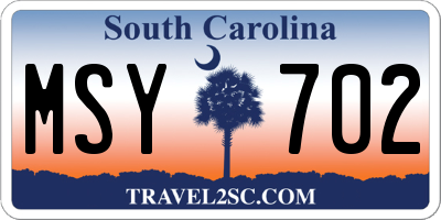 SC license plate MSY702