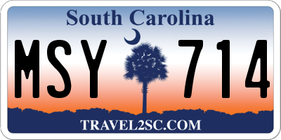 SC license plate MSY714