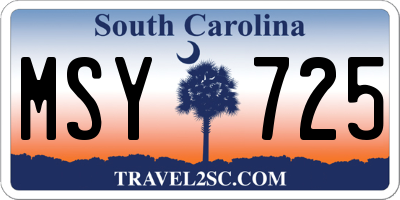 SC license plate MSY725