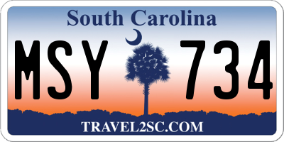 SC license plate MSY734