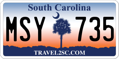 SC license plate MSY735