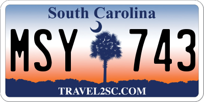 SC license plate MSY743