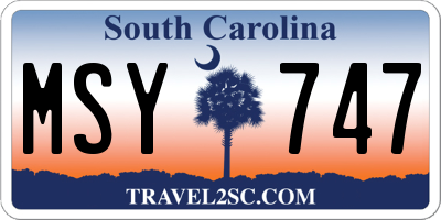 SC license plate MSY747