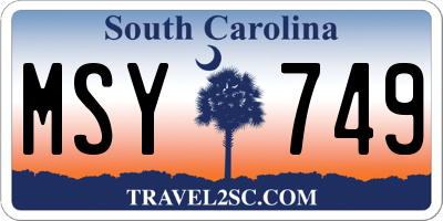 SC license plate MSY749