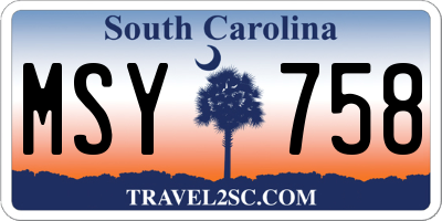 SC license plate MSY758