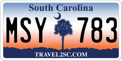 SC license plate MSY783
