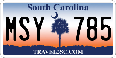 SC license plate MSY785