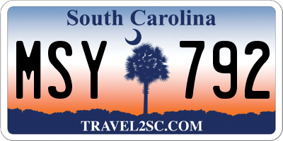 SC license plate MSY792