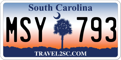 SC license plate MSY793