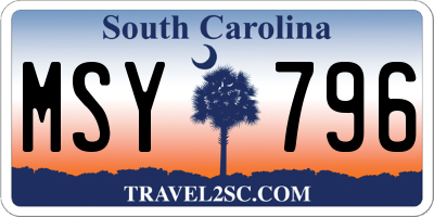 SC license plate MSY796
