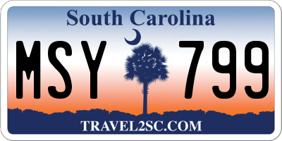 SC license plate MSY799