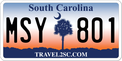 SC license plate MSY801