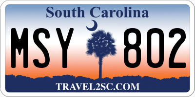 SC license plate MSY802