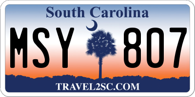 SC license plate MSY807