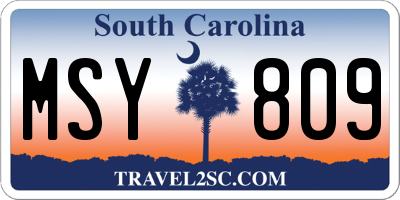 SC license plate MSY809