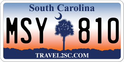 SC license plate MSY810
