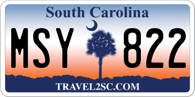 SC license plate MSY822