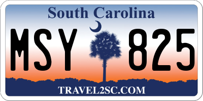 SC license plate MSY825