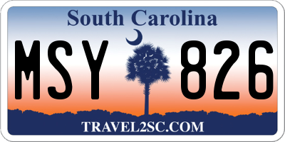 SC license plate MSY826