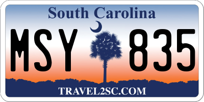 SC license plate MSY835