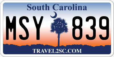 SC license plate MSY839