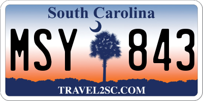 SC license plate MSY843
