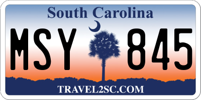 SC license plate MSY845