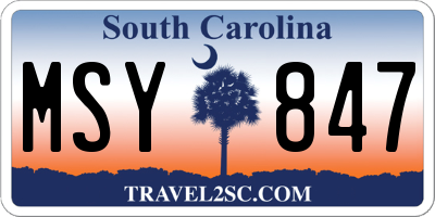 SC license plate MSY847