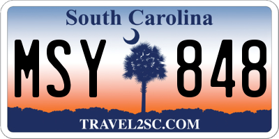 SC license plate MSY848