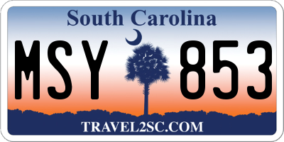 SC license plate MSY853