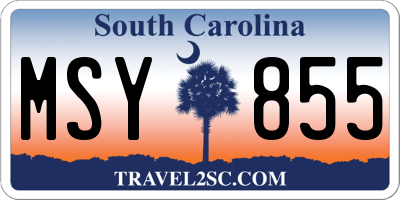 SC license plate MSY855