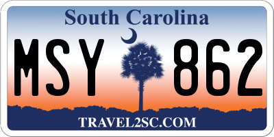 SC license plate MSY862