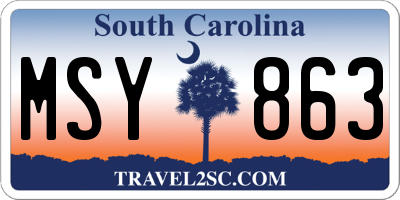 SC license plate MSY863