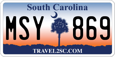 SC license plate MSY869