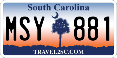 SC license plate MSY881