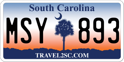SC license plate MSY893