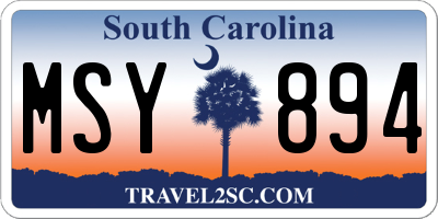 SC license plate MSY894