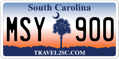 SC license plate MSY900