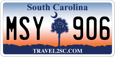 SC license plate MSY906