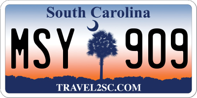 SC license plate MSY909