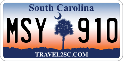 SC license plate MSY910