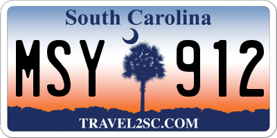 SC license plate MSY912