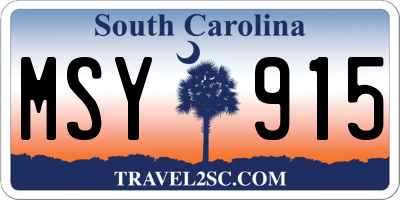 SC license plate MSY915