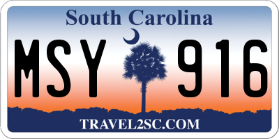 SC license plate MSY916
