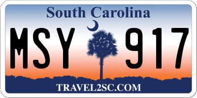 SC license plate MSY917